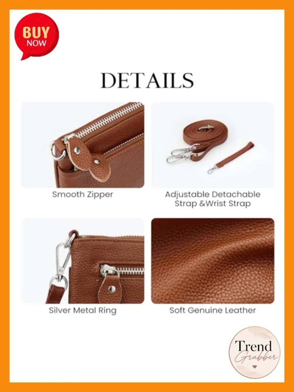 Genuine Leather Wristlet Clutch Wallet with RFID Blocking, Small Crossbody Bag